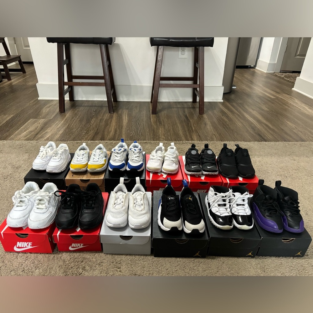 *11 pairs of size 8c & 1 pair of 7c sneakers* total 12 pairs. Good Condition